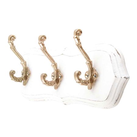 White Golden Small Wall Wooden Iron Hooks